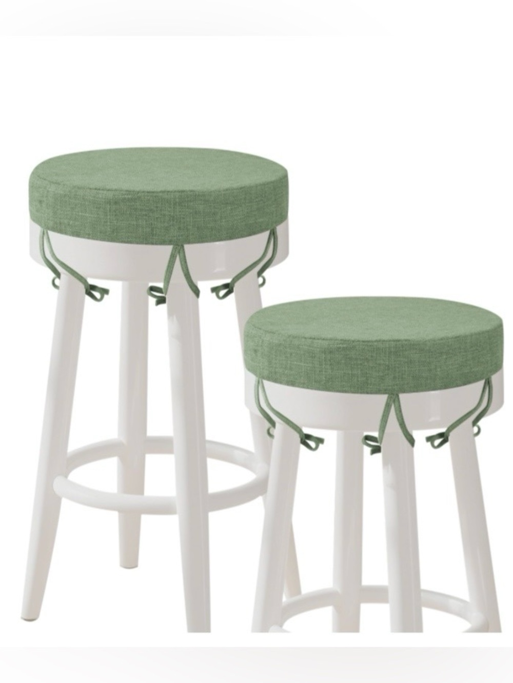 Round Barstool Cushions with Ties 12” - GRAYISH GREEN